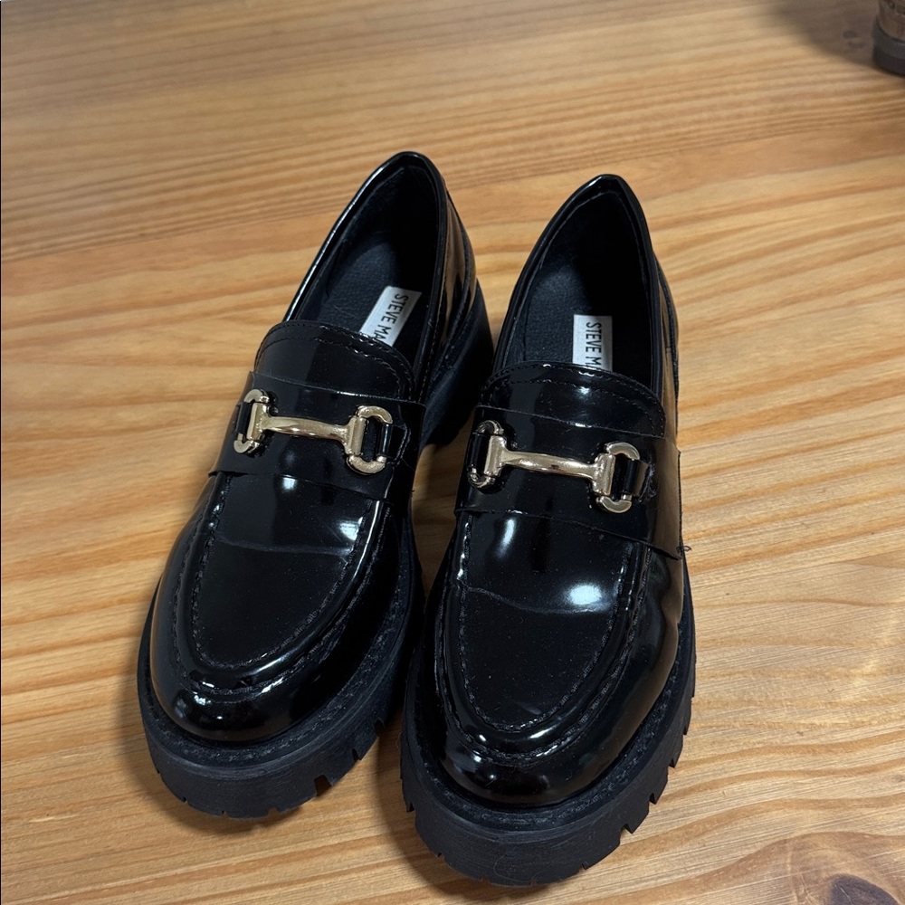 Steve Madden Black Mules with Gold Accent